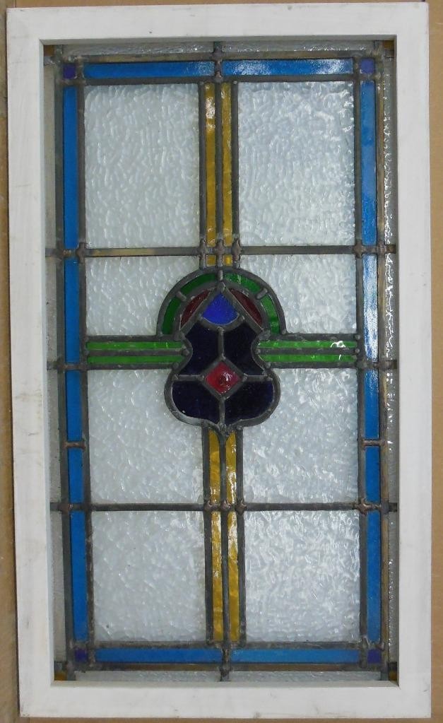 ABSTRACT LARGE OLD ENGLISH LEADED STAINED GLASS WINDOW 19.5″ X 33.25″