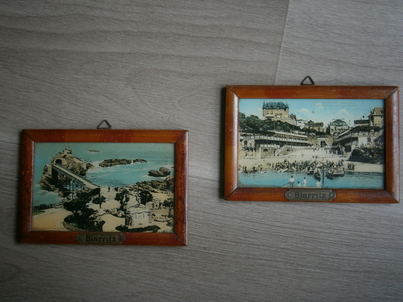 Pair Decorative Frames Biarritz 1900 Phototypie Labouche Les Bains Et Le Rocher