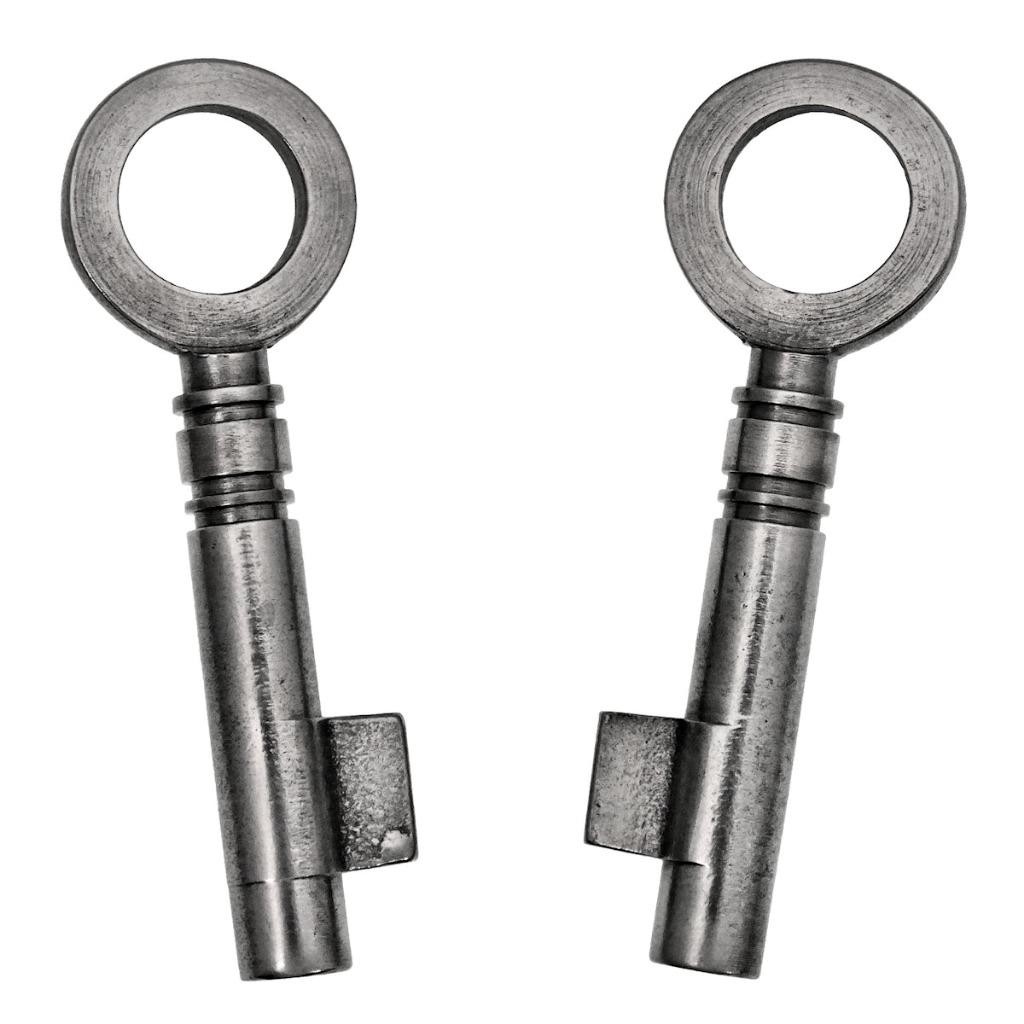 UNUSUAL Radial Type BLANK KEYS 2½” – Antique Key x 2 – Vintage Keys – ref.k705