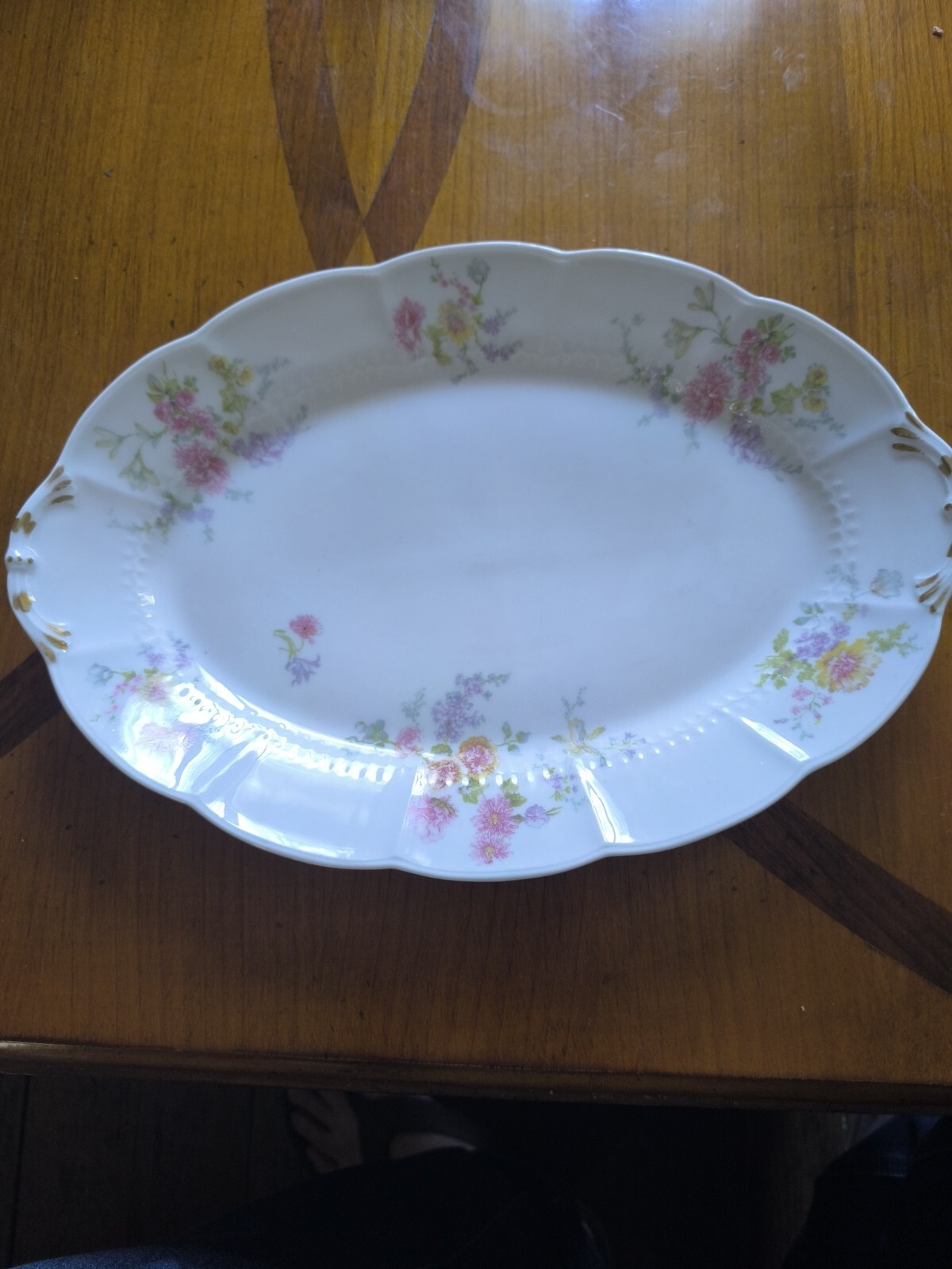 Ch Ahrenfeldt Oval Plate In Limoges Porcelain Floral Decoration 1900/1915