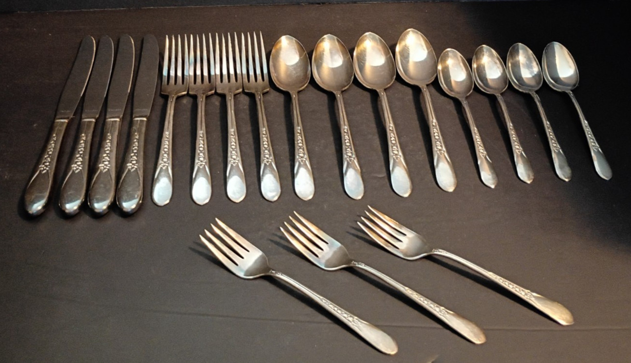 Wm Rogers International Silver Silverplate Flatware Set Priscilla Lady Ann 19pc