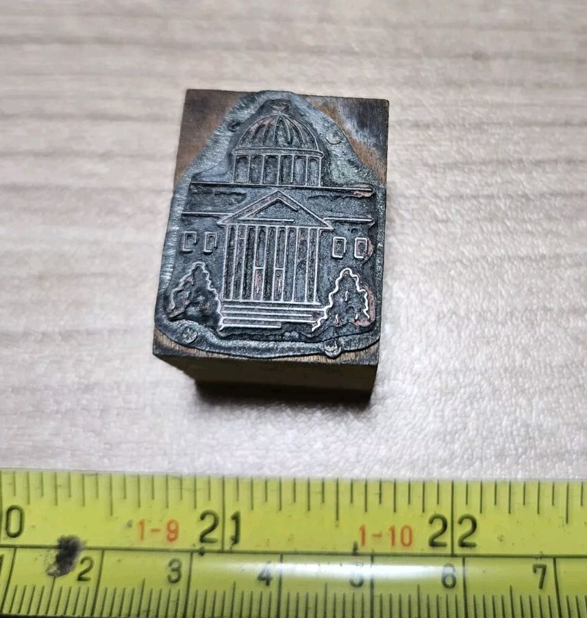 Vintage Letterpress Printing Block Domed Capitol? Building