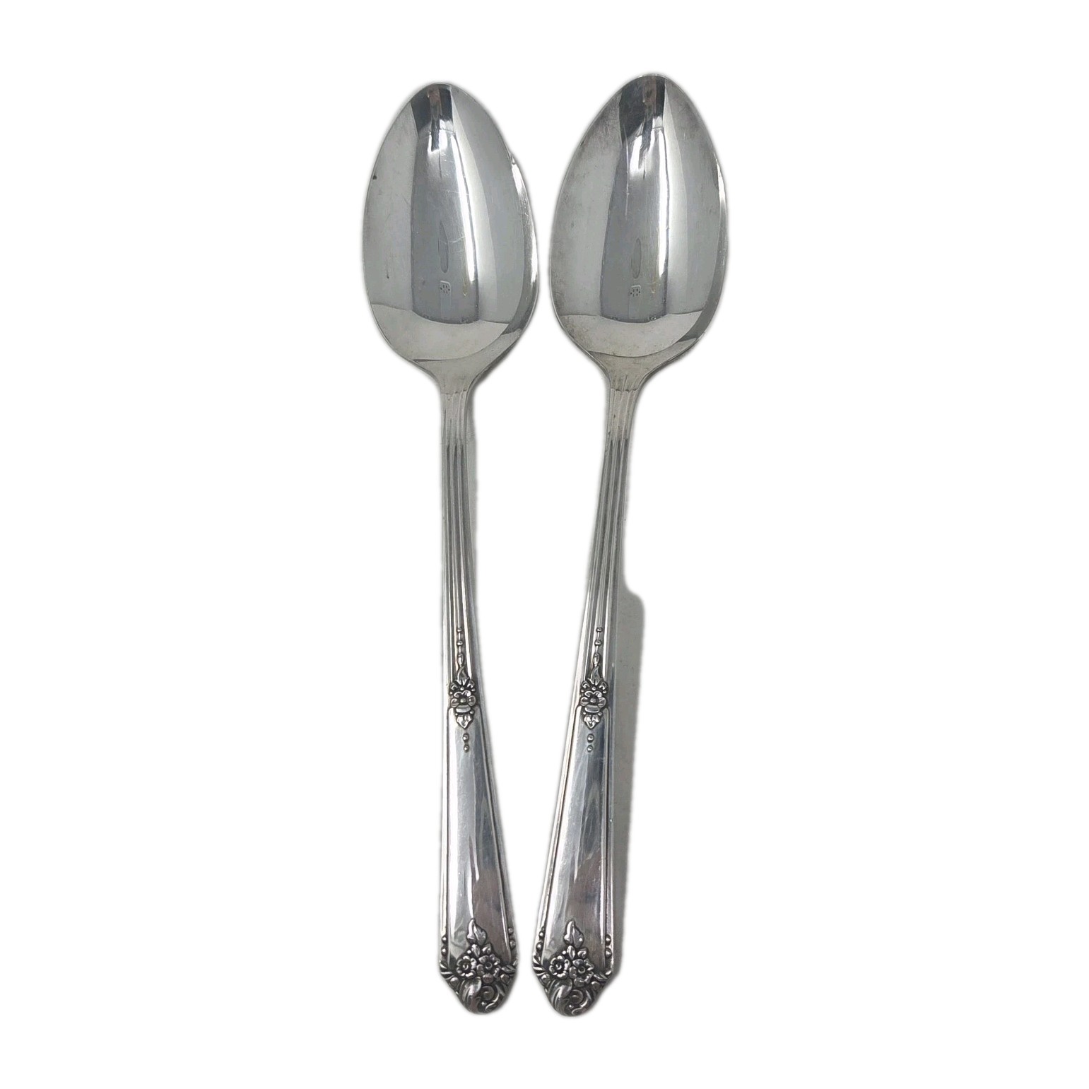 Sweet Briar Silver Plated Serving Spoons Oneida Community Silverware Art Deco, 2