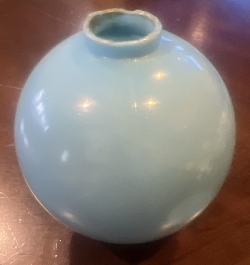antique lightening rod ball blue milk glass original