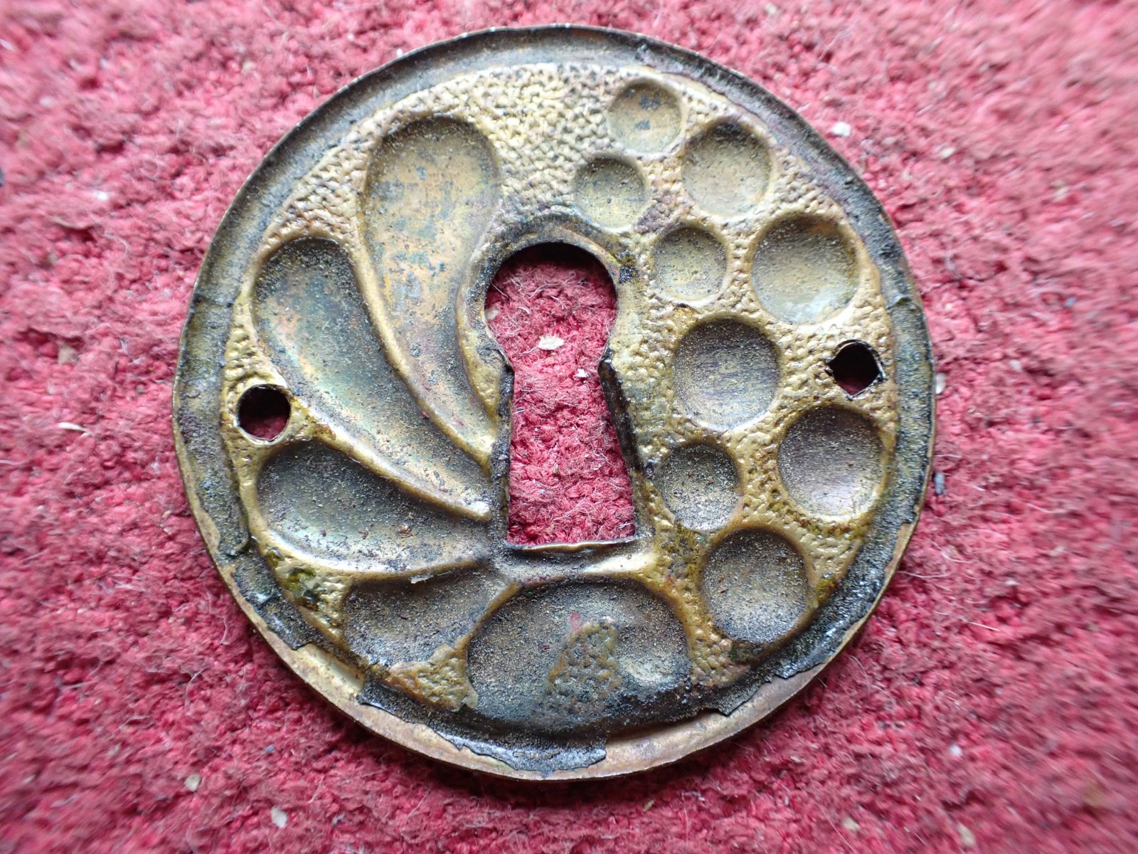 Antique Three (3) Victorian Button Style Keyhole Escutcheons