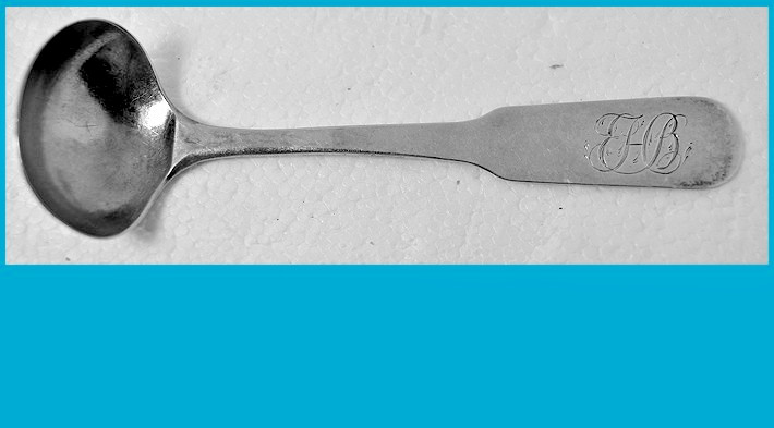 Coin silver SHELL SALT SPOON by I. BLACK c1795 – 1822 Philadelphia, PA Excellent