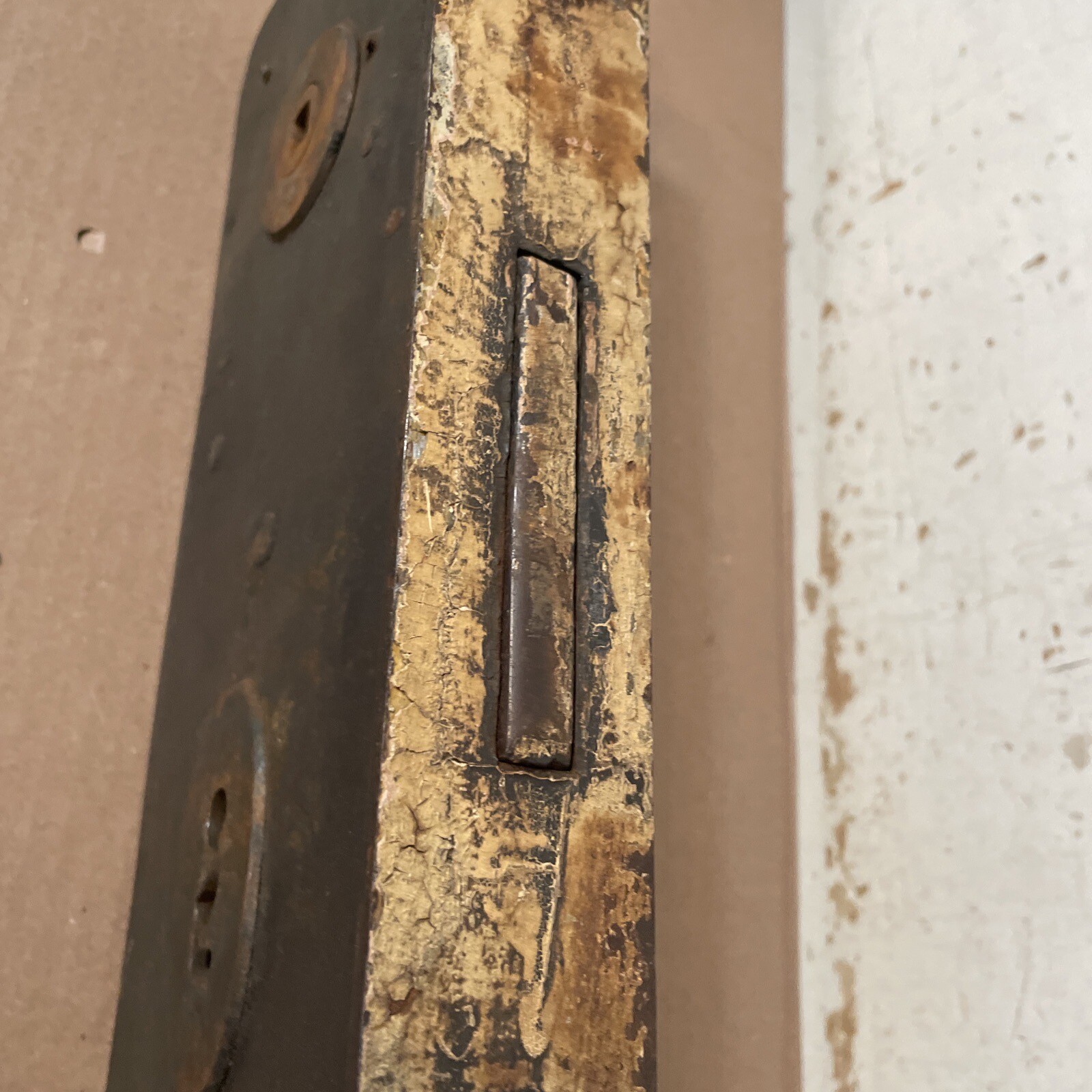 Huge Antique Door Lock Double Throw Bolt W/ Key & Brass Handles Castle Size