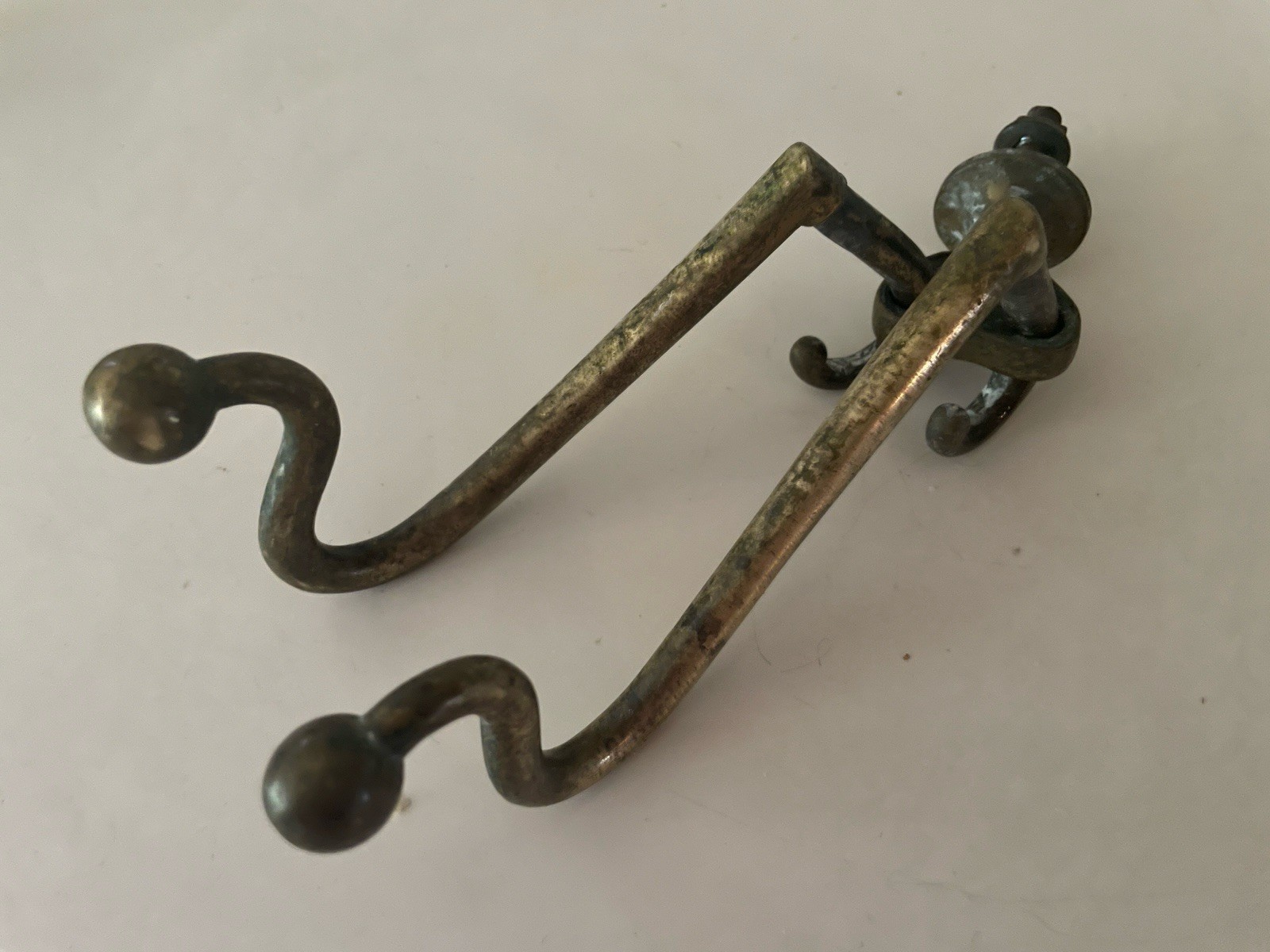 Antique Brass Double Swivel Coat Hat Hall Tree Hook Architectural Hardware