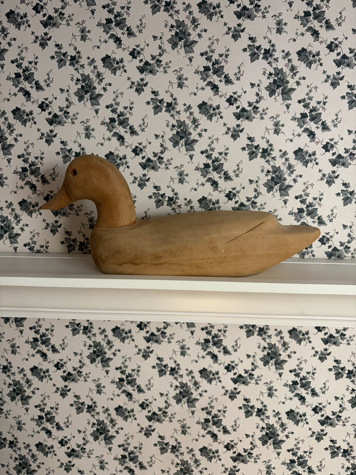 Antique Hand Carved Duck Decoy Primitive Wooden Folk Art 16” Unpainted