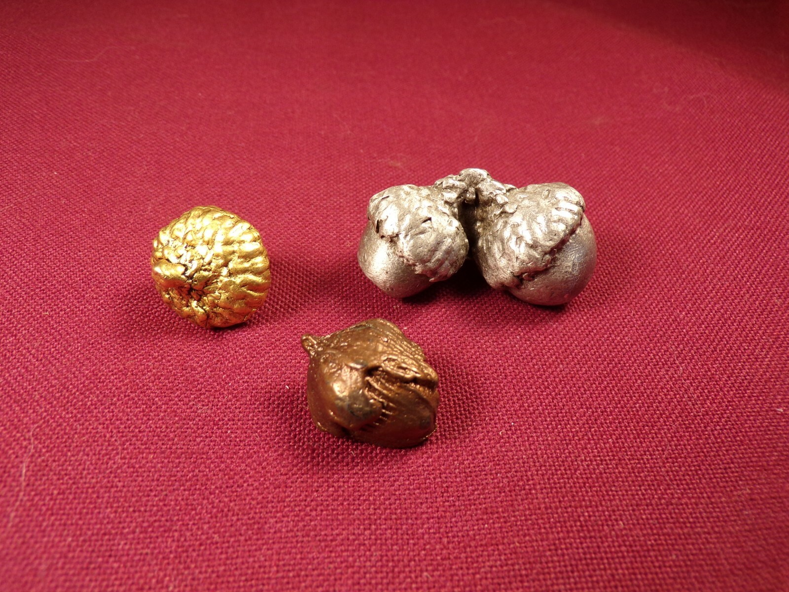 3 Rare Artisan Custom Cast Drawer Pull Figural Acorn Cast Bronze