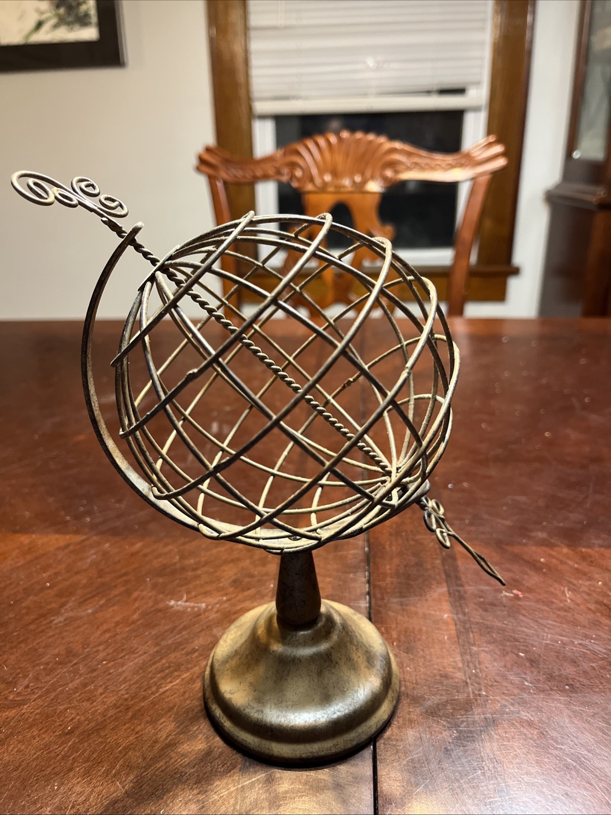 VTG Celestial Armillary Brass/Metal Hollowed Pierced Arrow Rotates on Axes EUC
