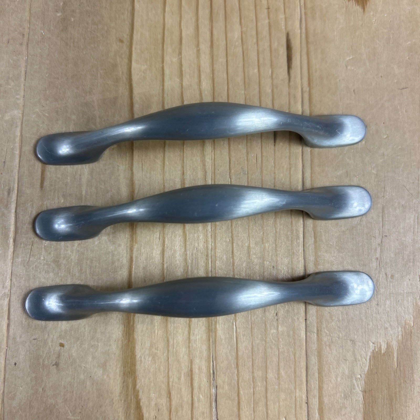 Vintage Drawer Pulls Set of 3 Silver Tone D Shape Arched 4.75” Cabinet Handles