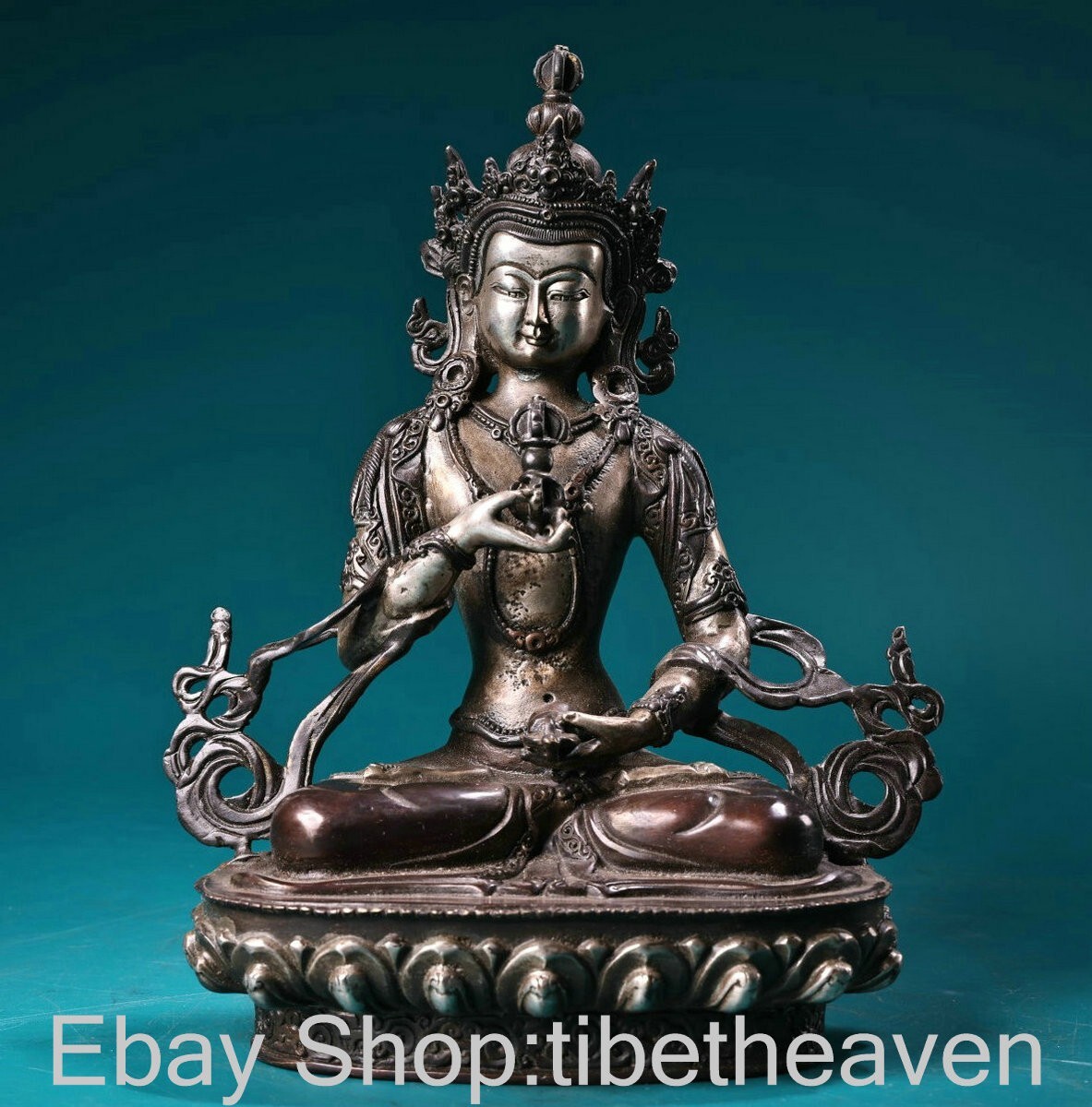 8.8″ Old Chinese Buddhism Copper Kwan-yin Guan Yin Goddess Buddha Statue