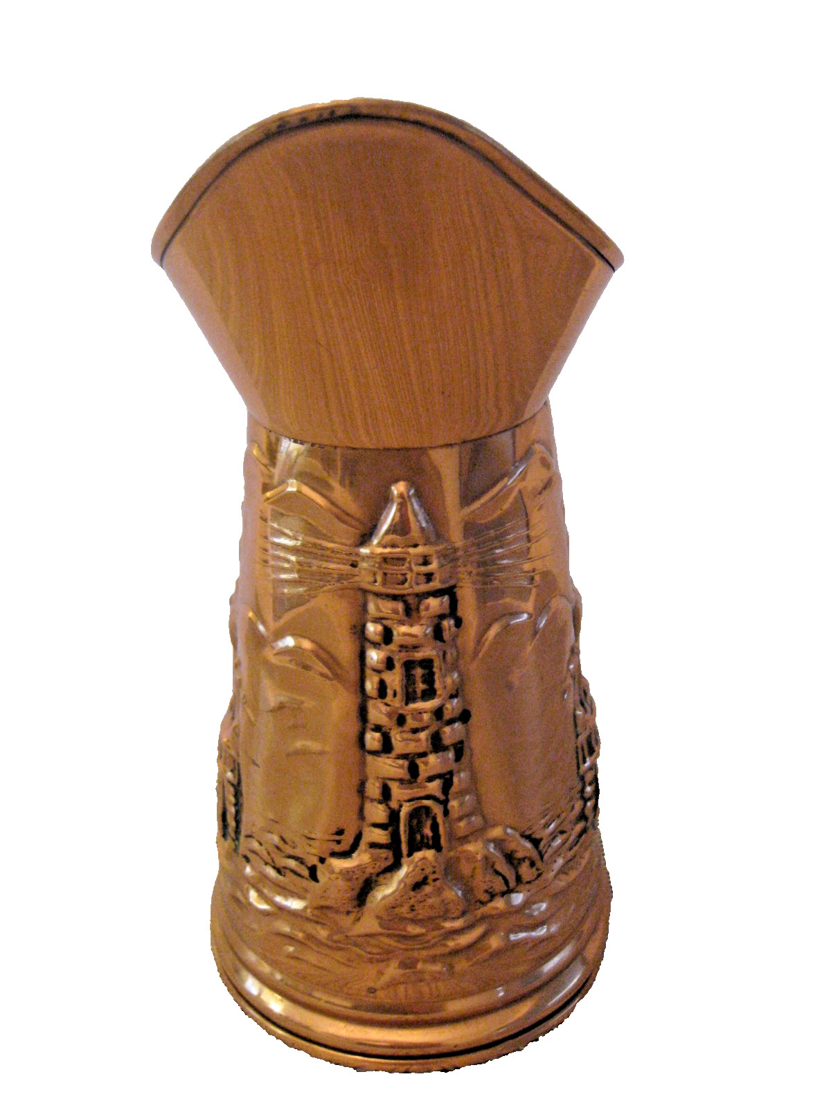 Peerage Copper Jug Pitcher, Sailing Ship and Lighthouse Made in England 16 cm