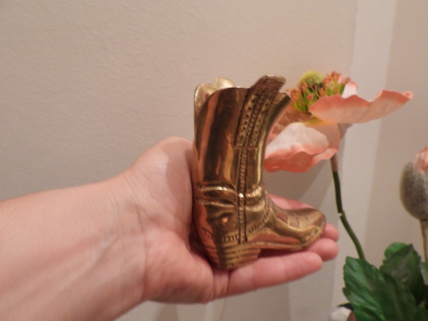 Solid Brass Cowboy Boot Figurine