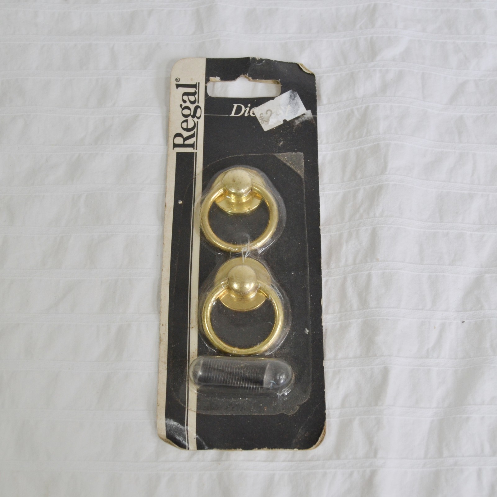 Vintage Pair Regal Brass Ring Pull Handle x2, Cabinet Drawer Cupboard Pull Small