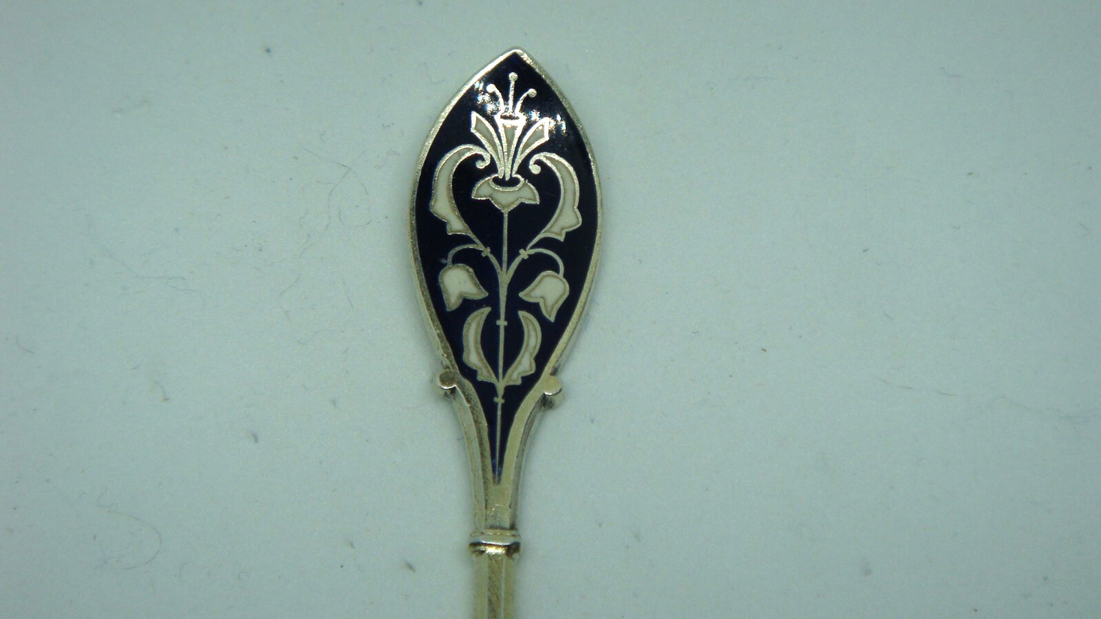 ANTIQUE DAVID ANDERSEN STERLING SILVER ENAMEL DEMITASSE SPOON 1888-1925