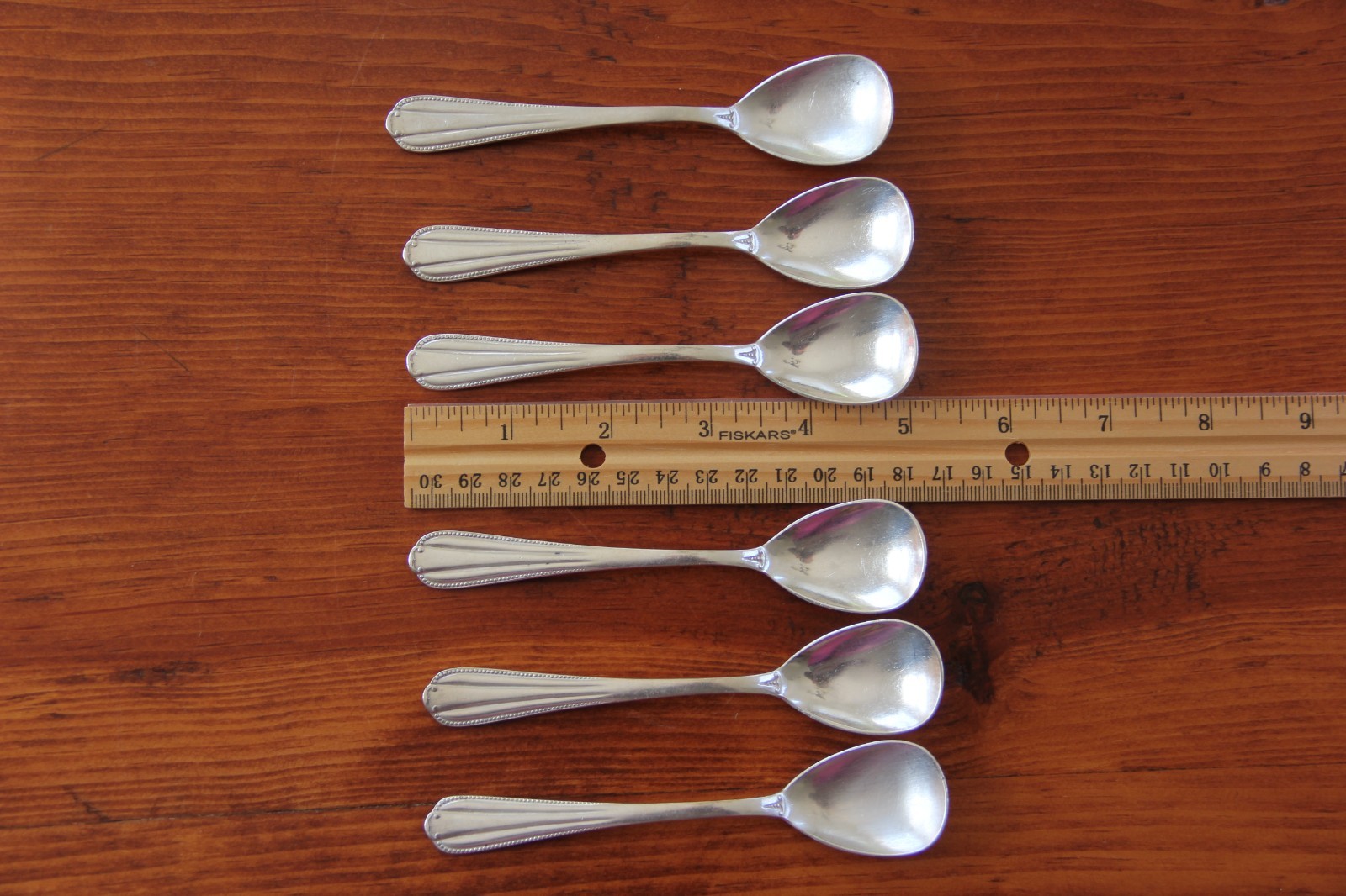 6 Silver Plated Vintage Serving Spoons Marked GAG Silver 90 Beaded Handles