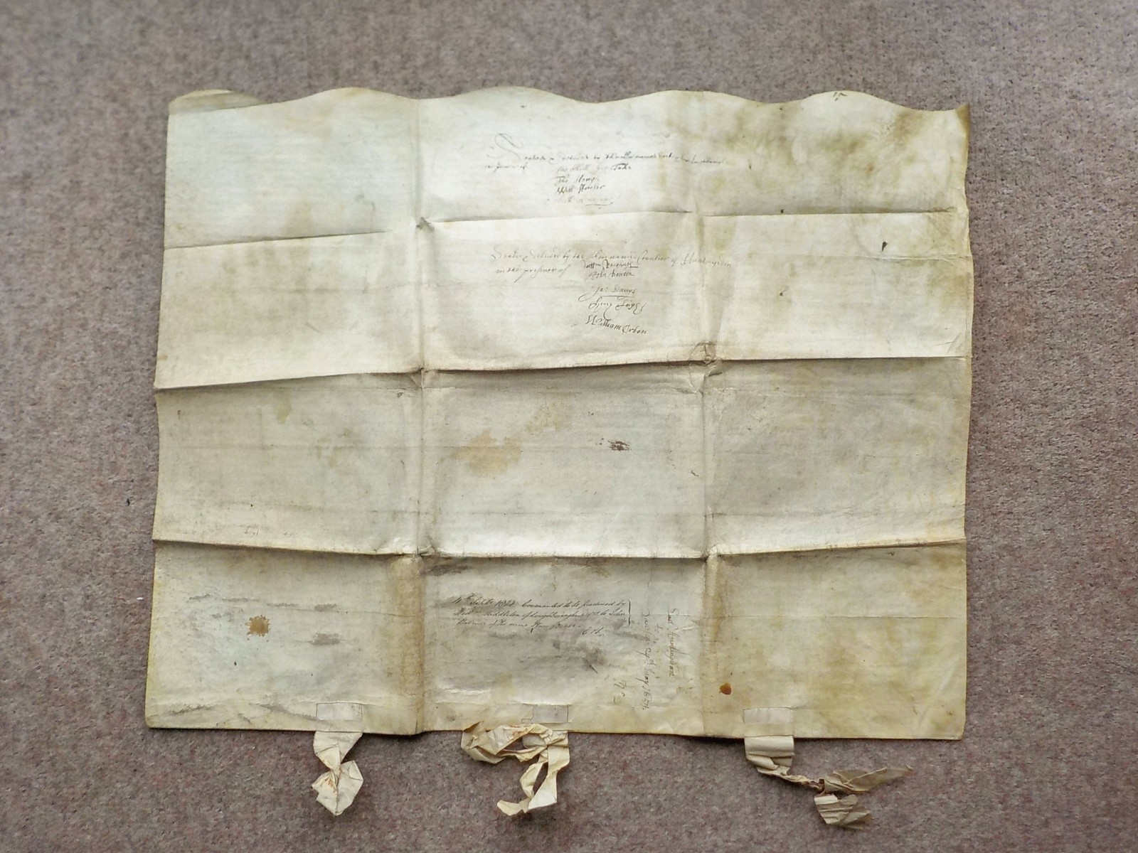 1654 Loughborough Vellum Indenture signed Earl Countess + Lord nice Calligraphy