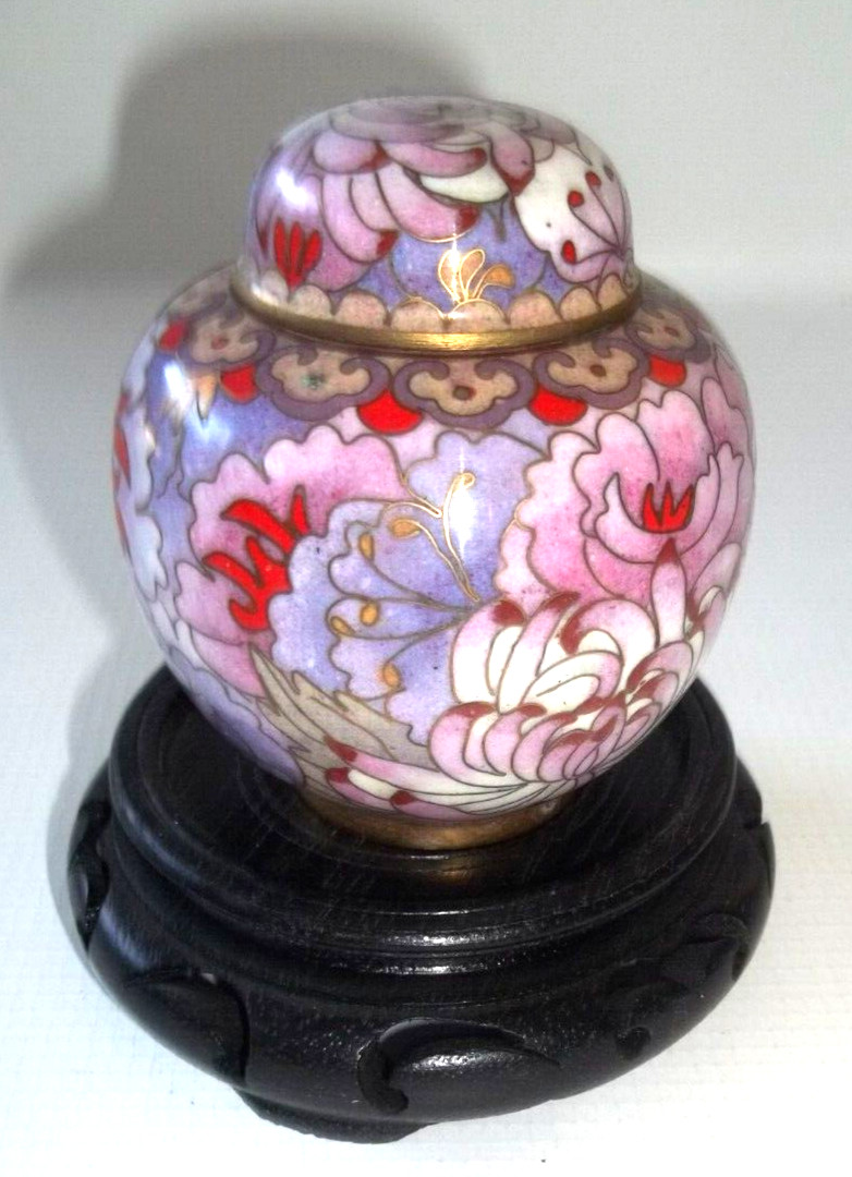 Vintage Chinese cloisonne / mini vase / in Chrysanthemum Plum Floral design