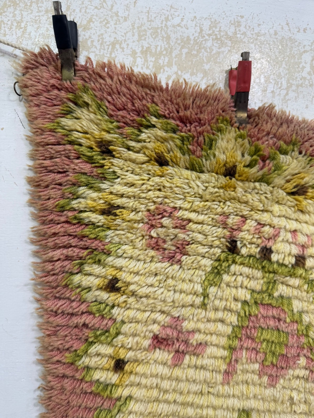 Vintage Fabulous Hand Knotted Dated Swedish Scandinavian Rya Shag Wool RugCarpet