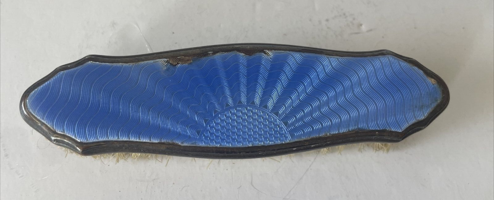 Guilloche Vivid Blue Sunburst Enamel Clothes Brush