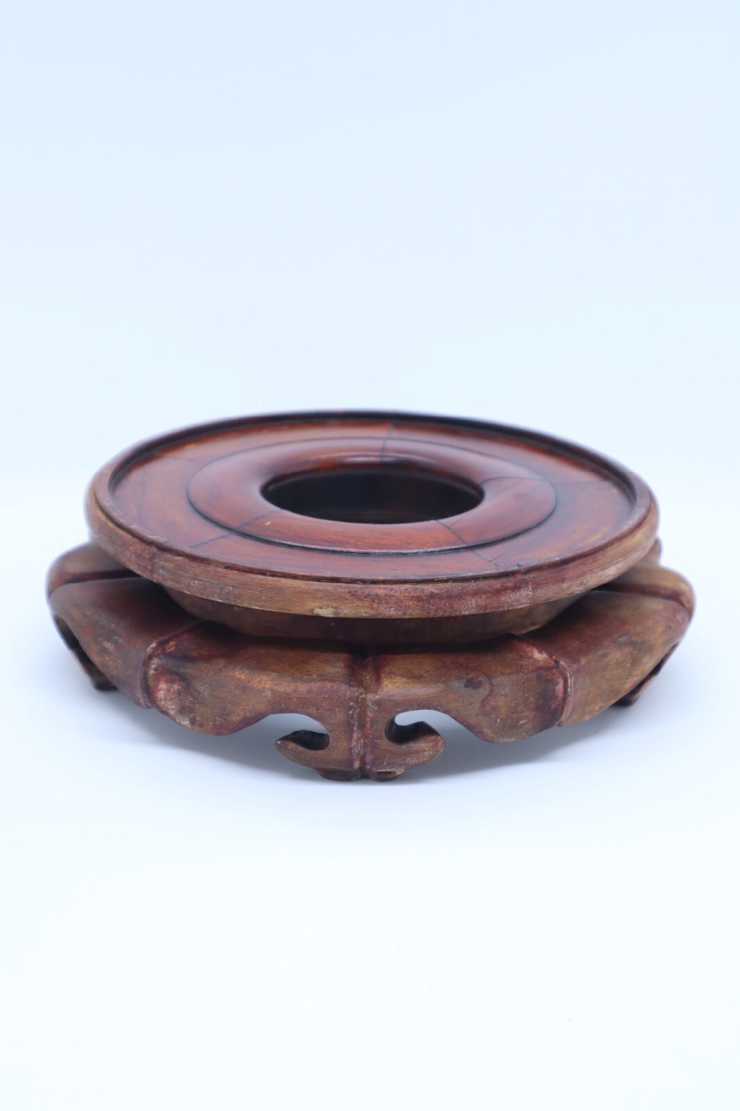 Vintage Old Chinese Carved Wooden Vase or Bowl Stand, Inner diameter 15.2cm