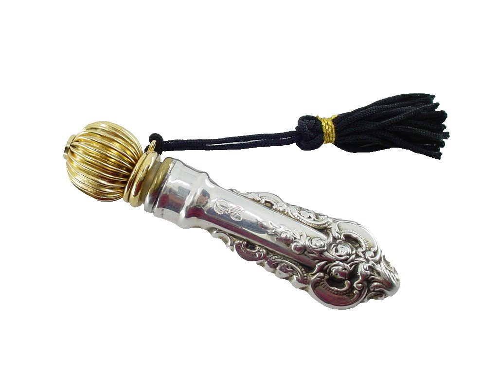 Whimsical Sterling Silver Perfume Flask Bottle with Tassel