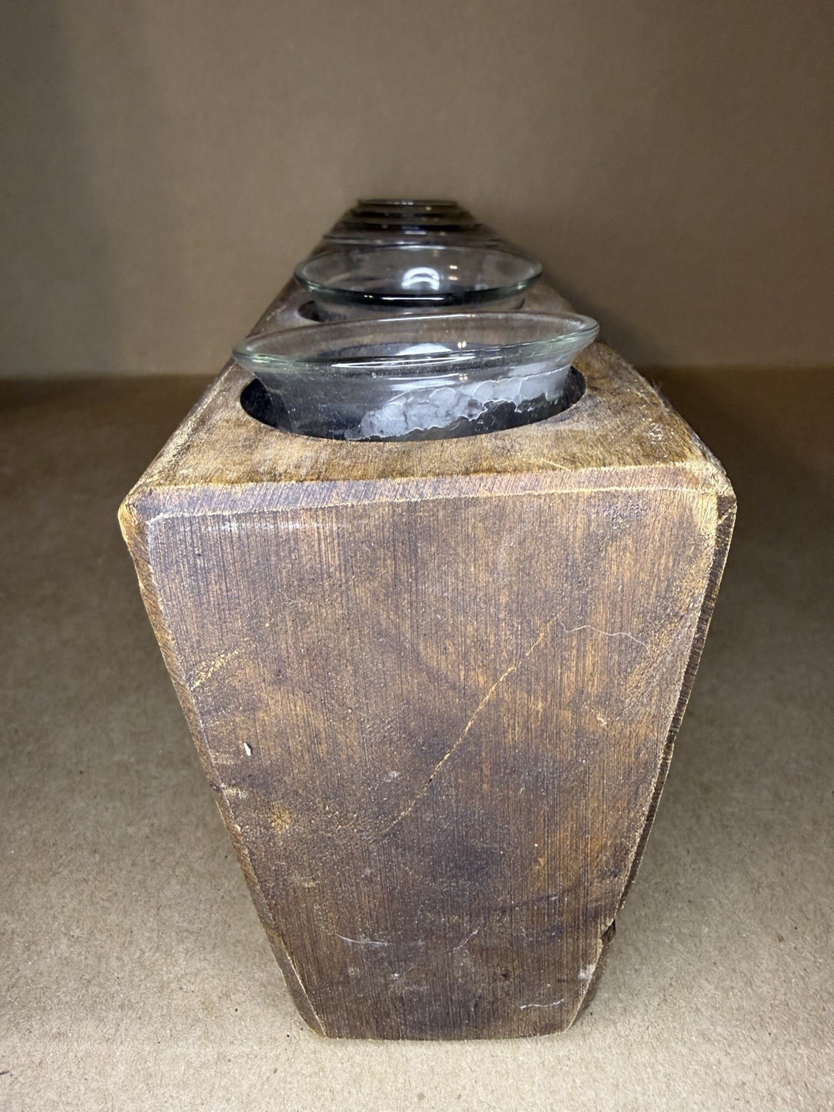 6 Hole Wooden Sugar Mold Wood Candle Holder Primitive Rustic Home Decor