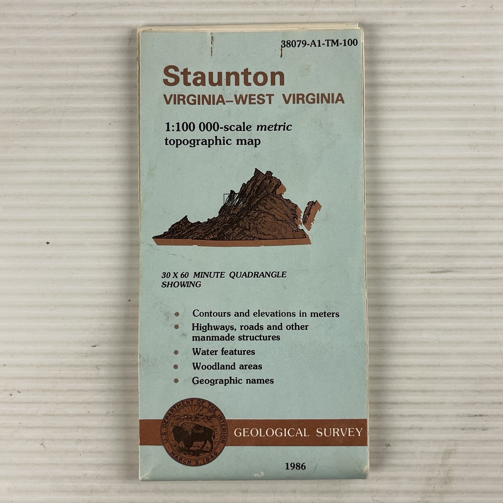 Staunton: Virginia – West Virginia 1:100 Metric Topographic Map 1986