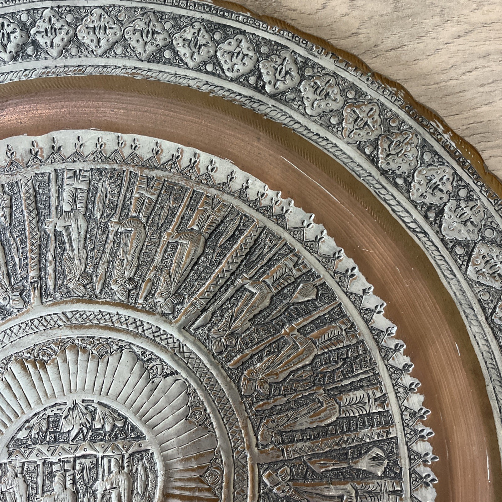 Antique Handmade Islamic Middle Eastern Persian Tray, possibly Qajar Period 15.5