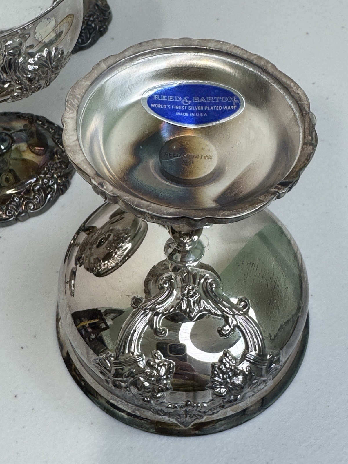 Reed & Barton Silver-Plated Pedestaled Goblet Ornate Grape Design Sherbet Cup