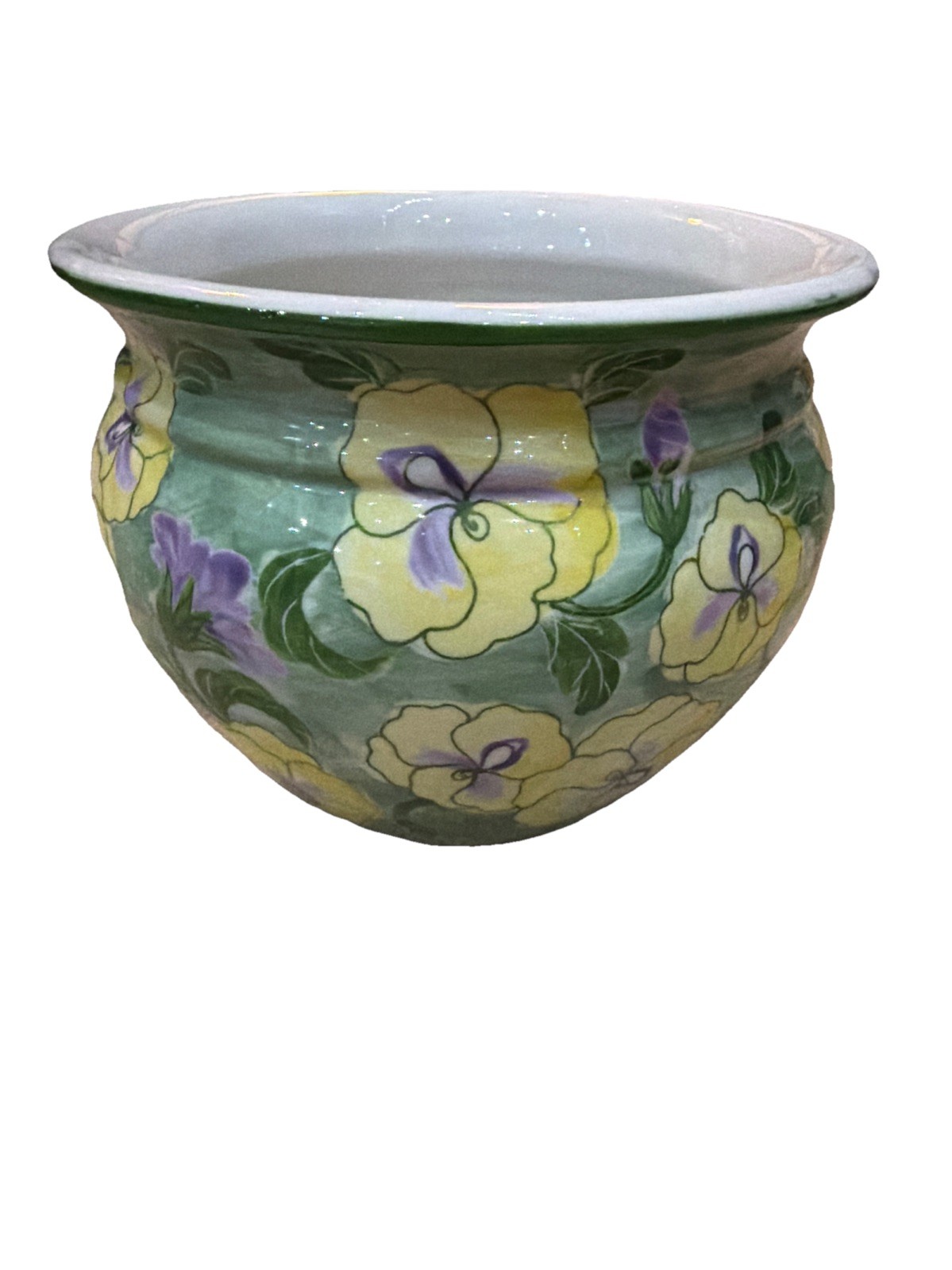 Vintage Violet Pansy Petunia Flower Pot Vase Floral Andrea By Sadek Thailand