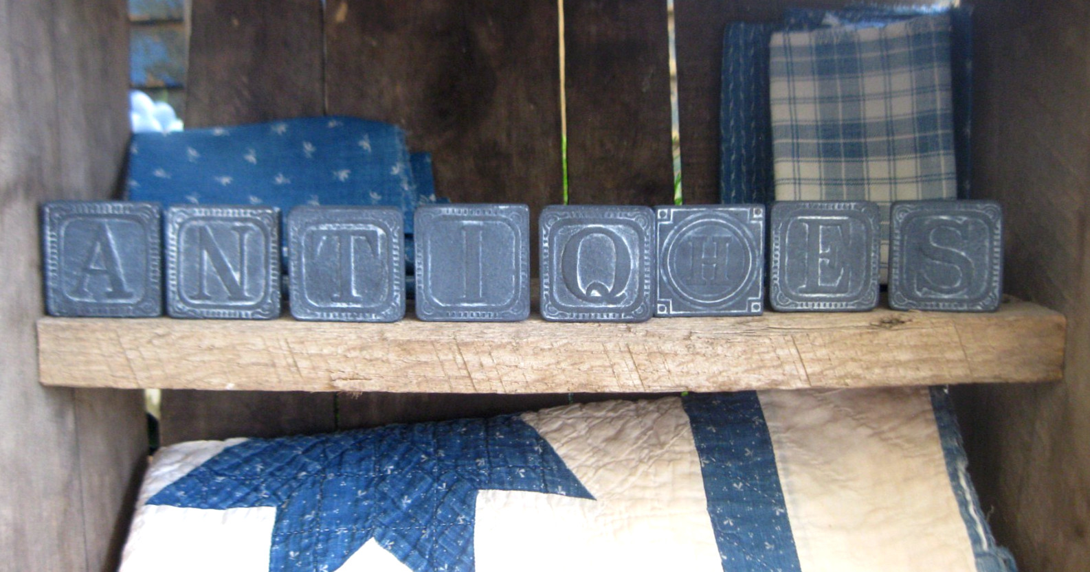 Early Antique Wood Alphabet ABC Blocks Black Milk Paint ANTIQUES