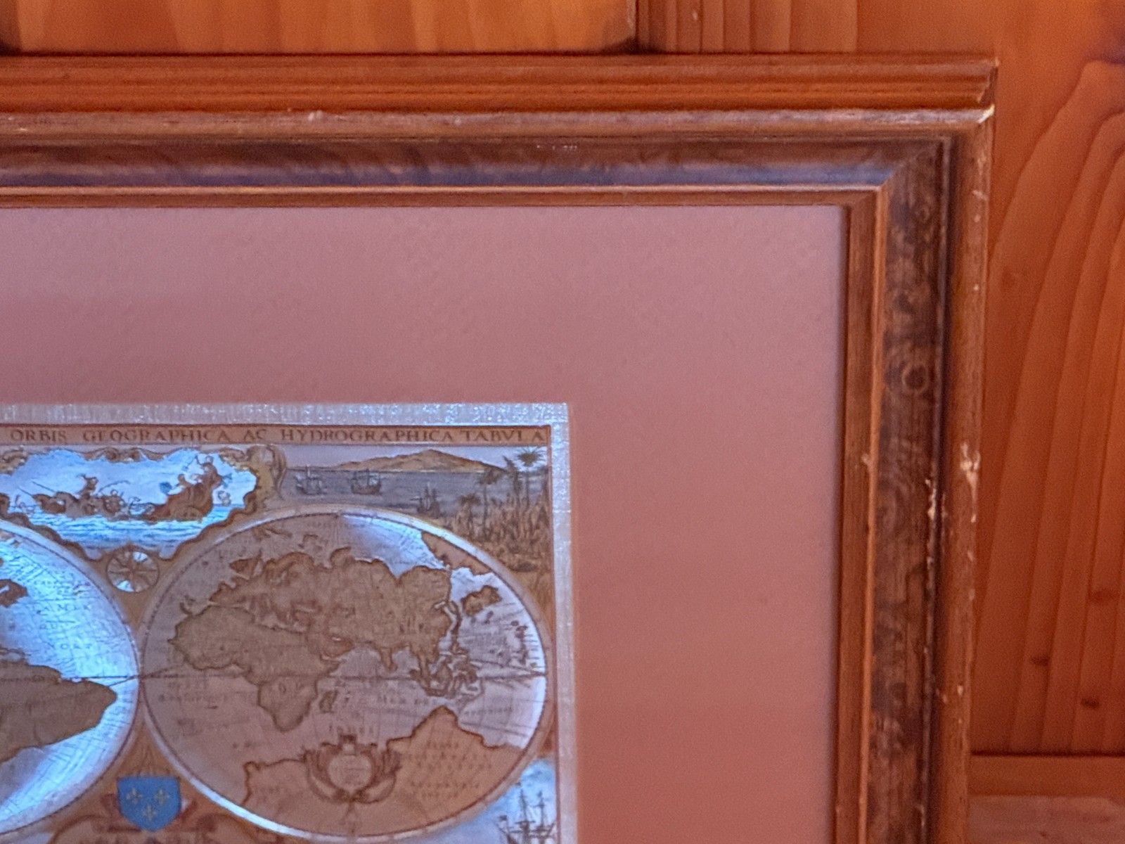 Color Foil Ancient World Map Framed Nova Totivs Terrarvm Orbis Cartography