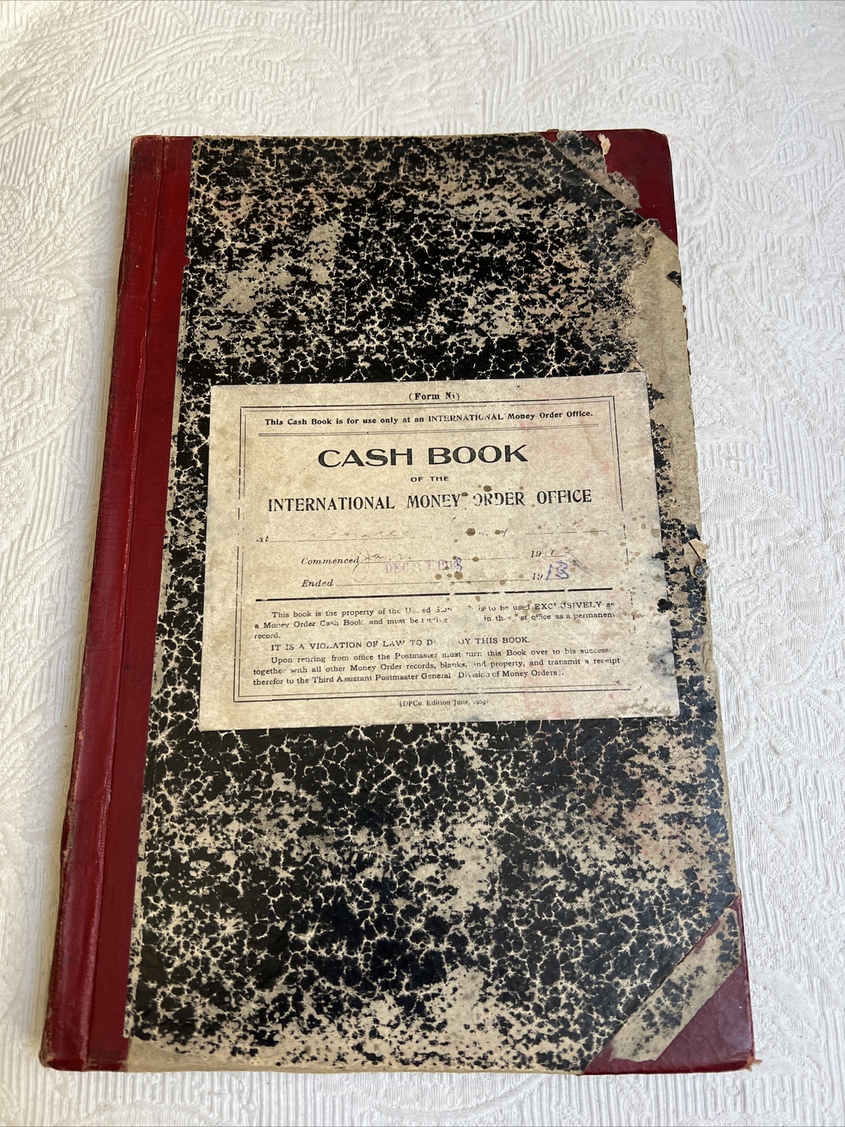 Antique 1912 International Money Order Ledger Ridgefield, WA #M10