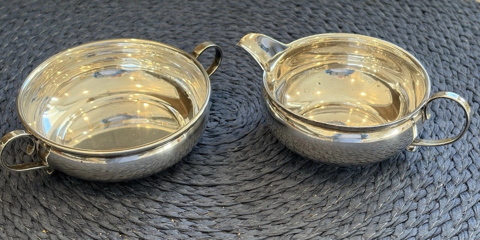 Sterling Silver Sugar Bowl & Creamer 4.25oz Reproduction After Edward Winslow