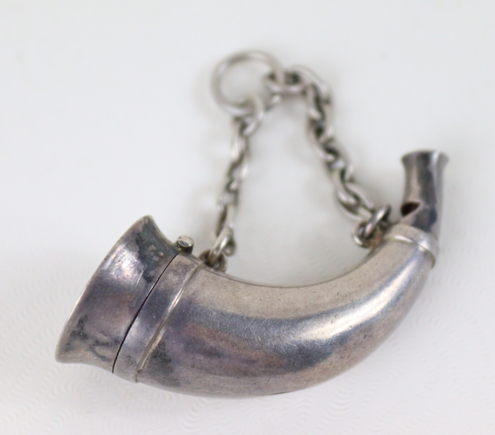 One 1854 Josiah Moore ? sterling horn whistle vinaigrette 2″ long