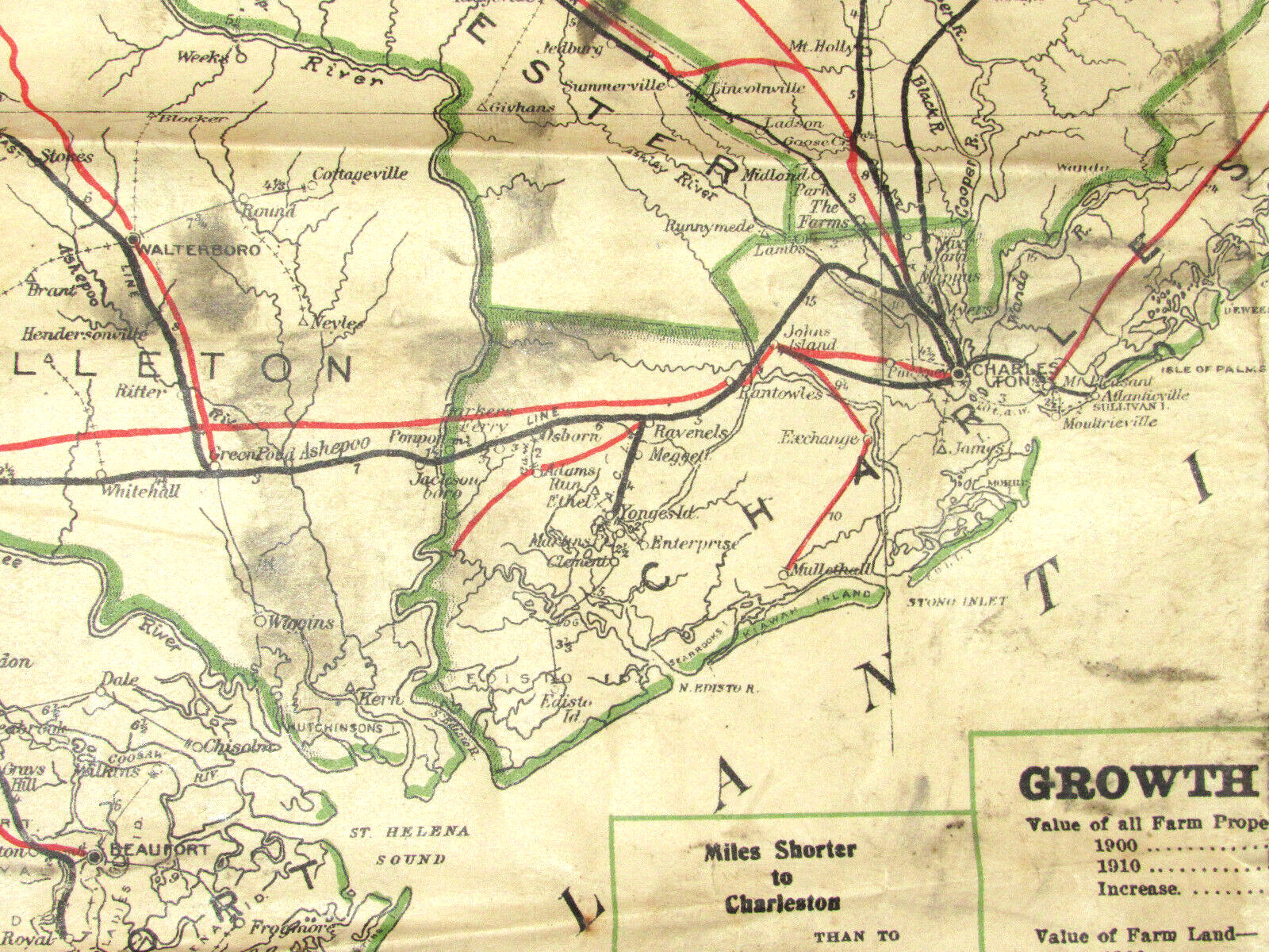 VINTAGE 1914 OFFICIAL MAP OF SOUTH CAROLINA SHOWING THE MAIN PUBLIC HIGHWAYS! SC