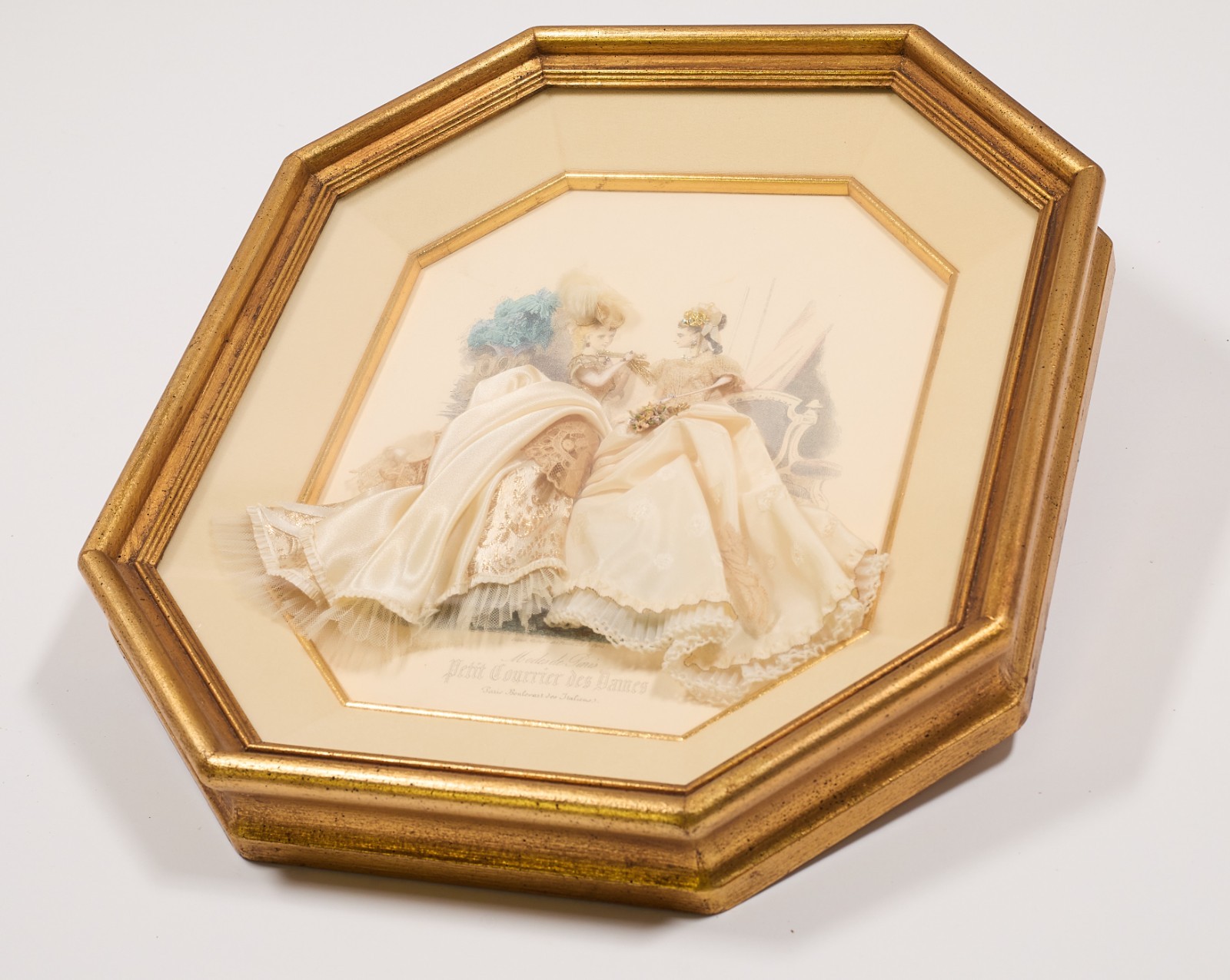 Vintage 3D Petit Courrier des Dames fashion plate shadowbox. Stunning Detail.