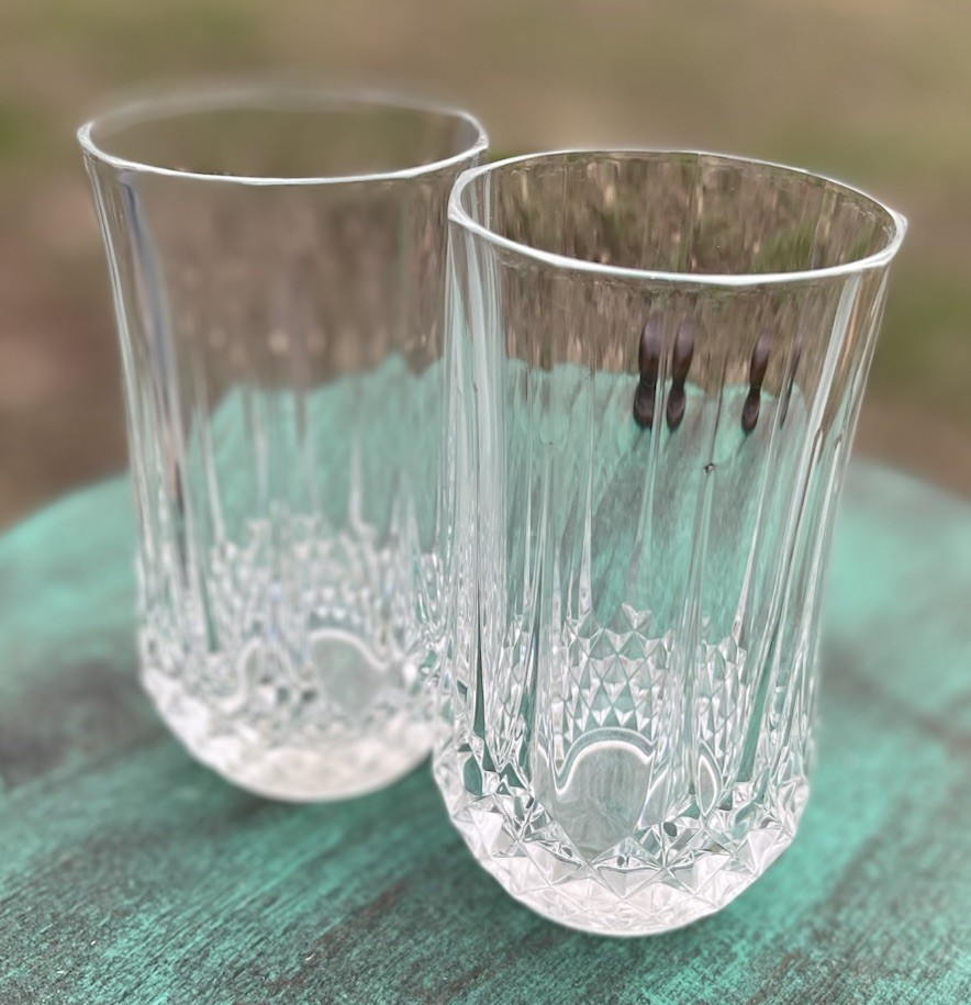 Vintage Cristal d’Arques Longchamp Crystal Highball Glasses Tumblers, Set of 2