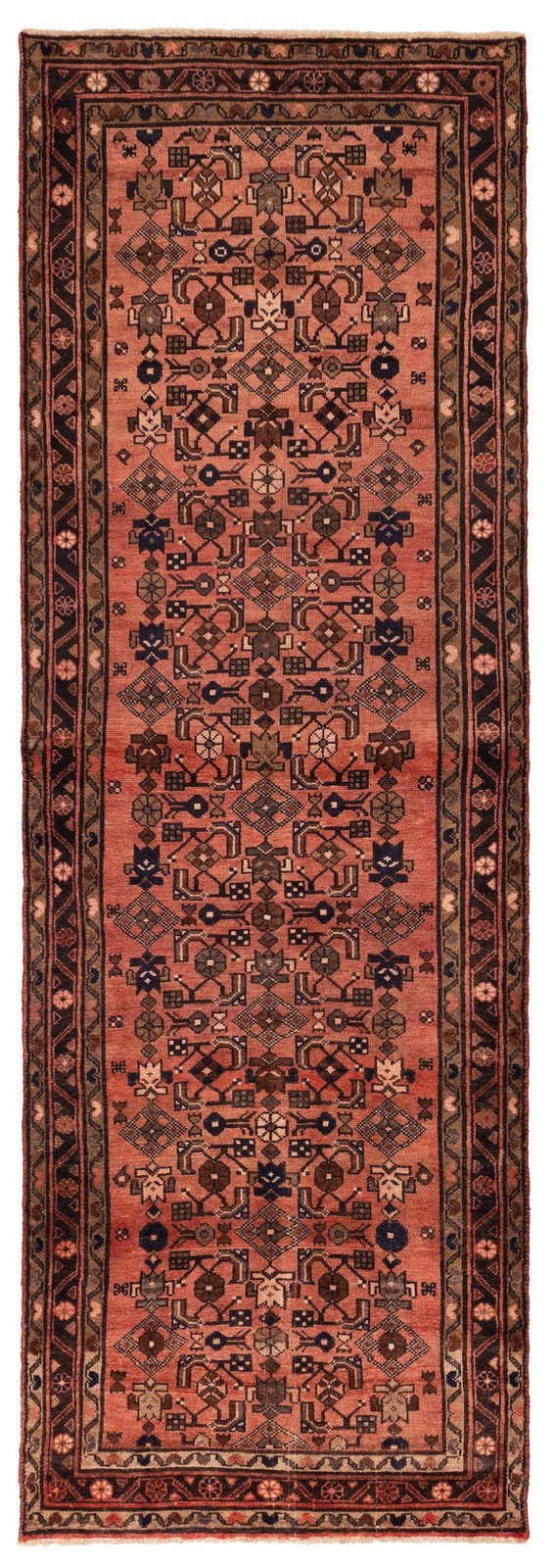 Vintage Hand-knotted Runner Rug 3’4″ x 10’2″ Traditional Oriental Wool Carpet