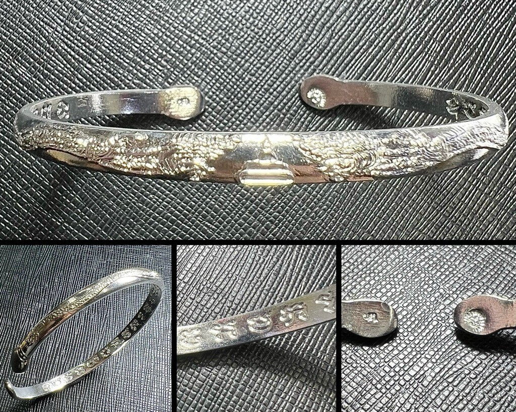 Silver Billionaire Bracelet Kamlai Mahasretti LP Sawai Thai Amulet WealthSuccess