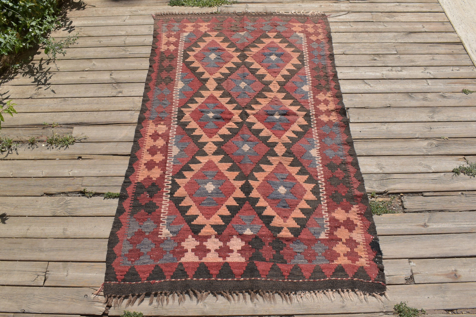 Afghan Rug 36”x61” Handwoven Carpet 92x156cm Maimana Eclectic Oriental Rug