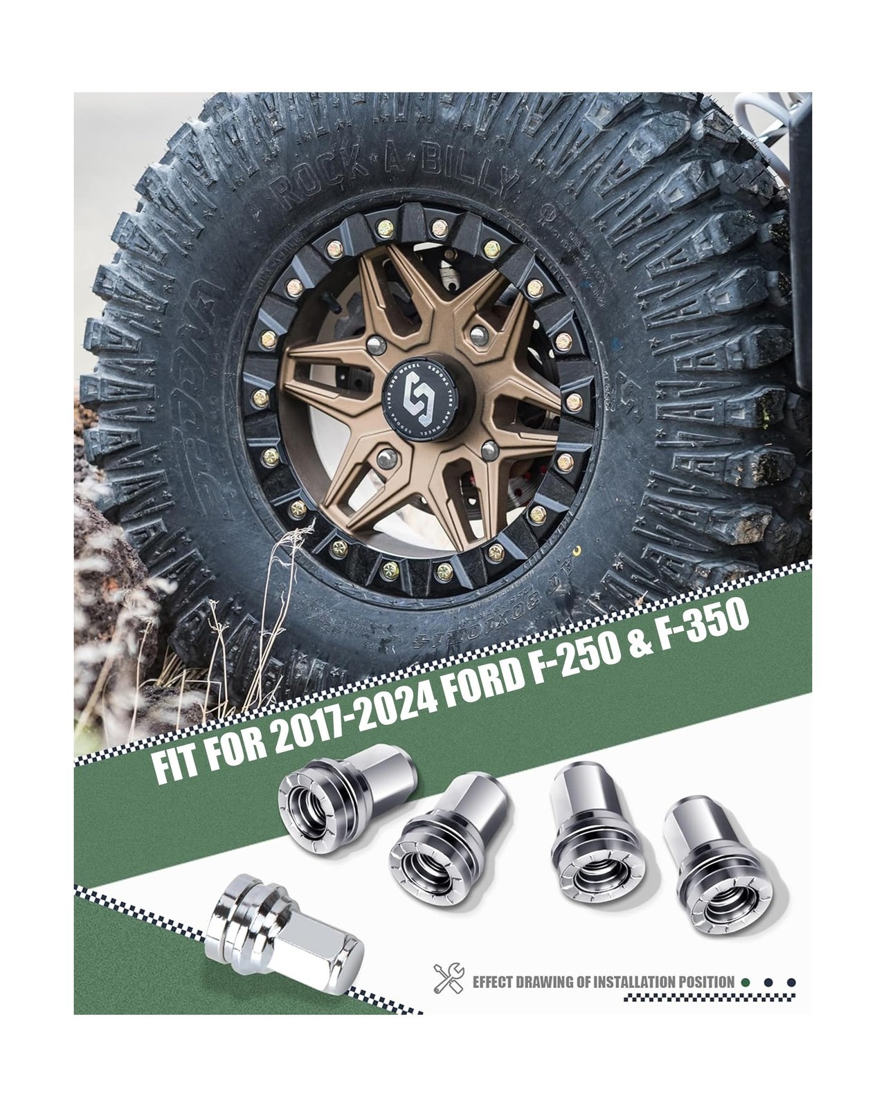 Lug Nuts Replacement- 32 Count,Alloy Steel,14 Millimeters, Fit FOR Ford F250