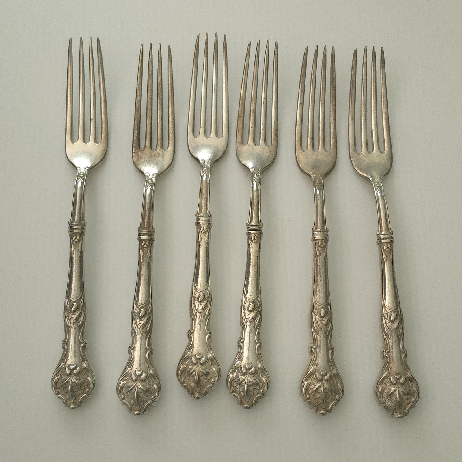 1847 Rogers Bros International Silver Plate Charter Oak Lot Of 6 Dinner Forks