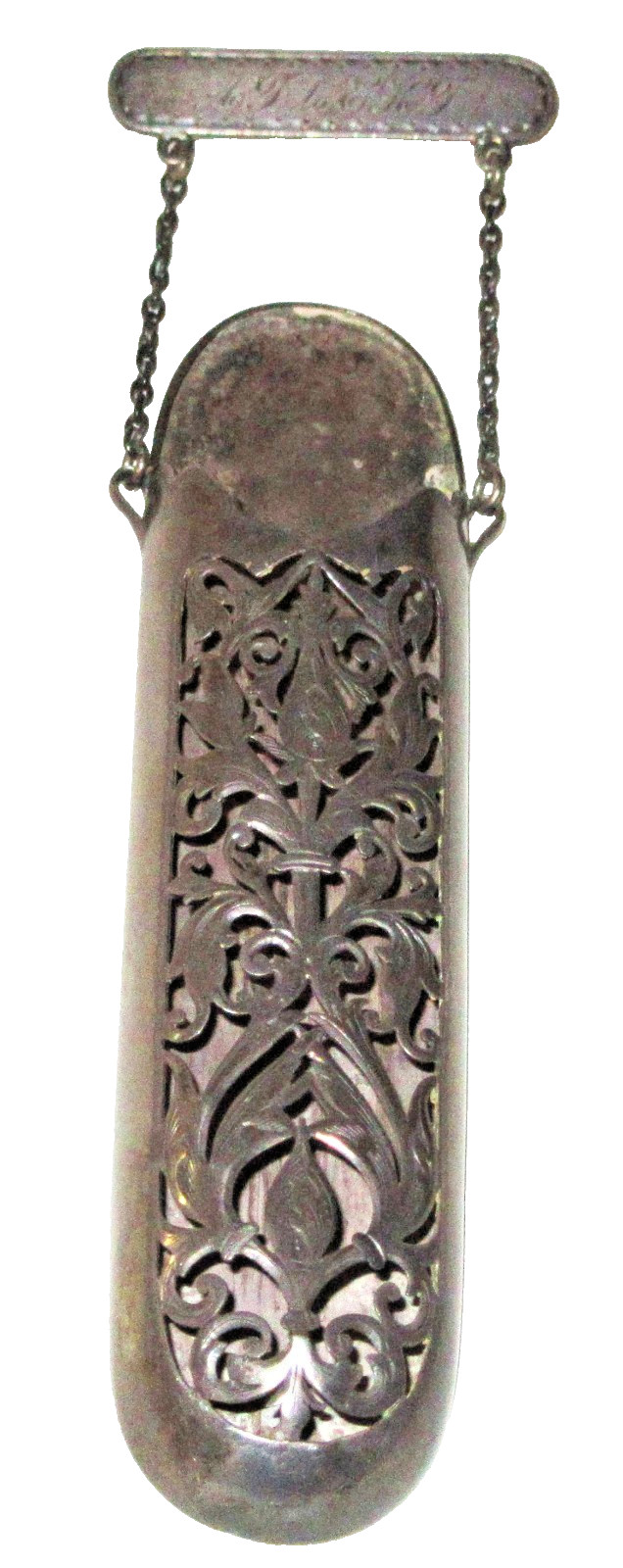 RARE 1888 PIERCED Gorham STERLING SILVER CHATELAINE GLASSES Spectacle Case USA