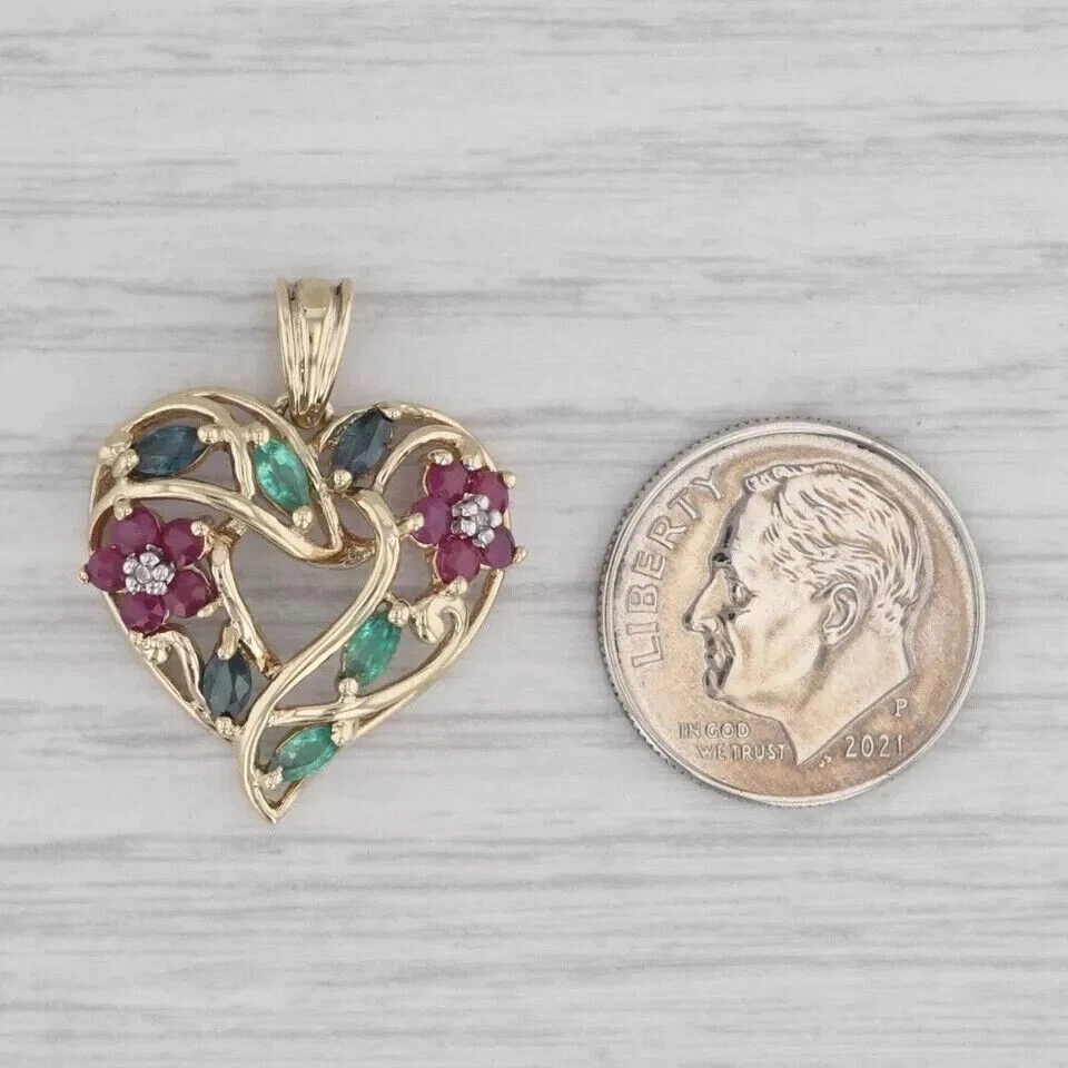 Round Cut LAb Created Ruby Women’s Stunning Heart Pendant 14K Yellow Gold Plated
