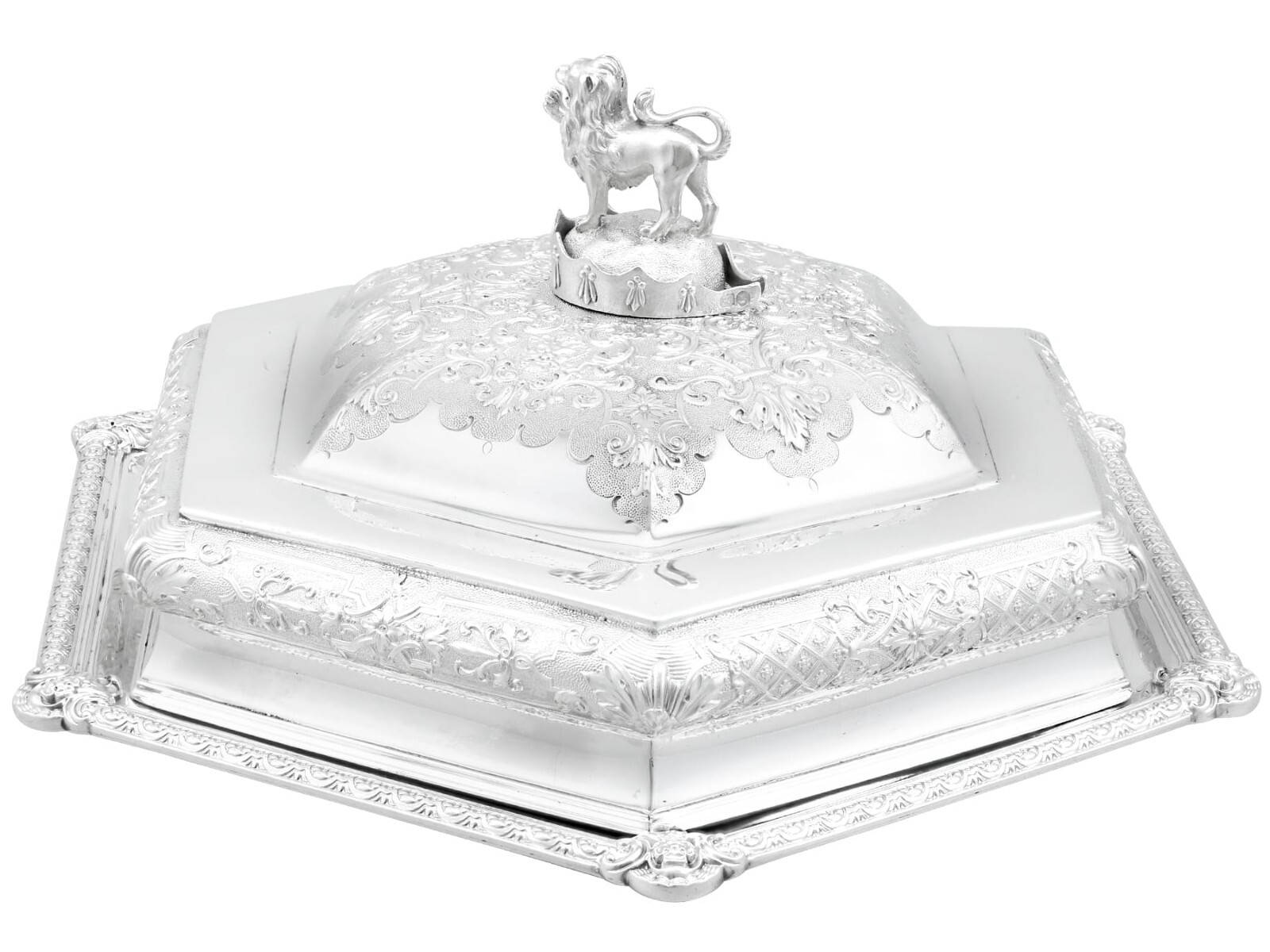 Antique Sterling Silver Covered Serving Dish by Robert Garrard II