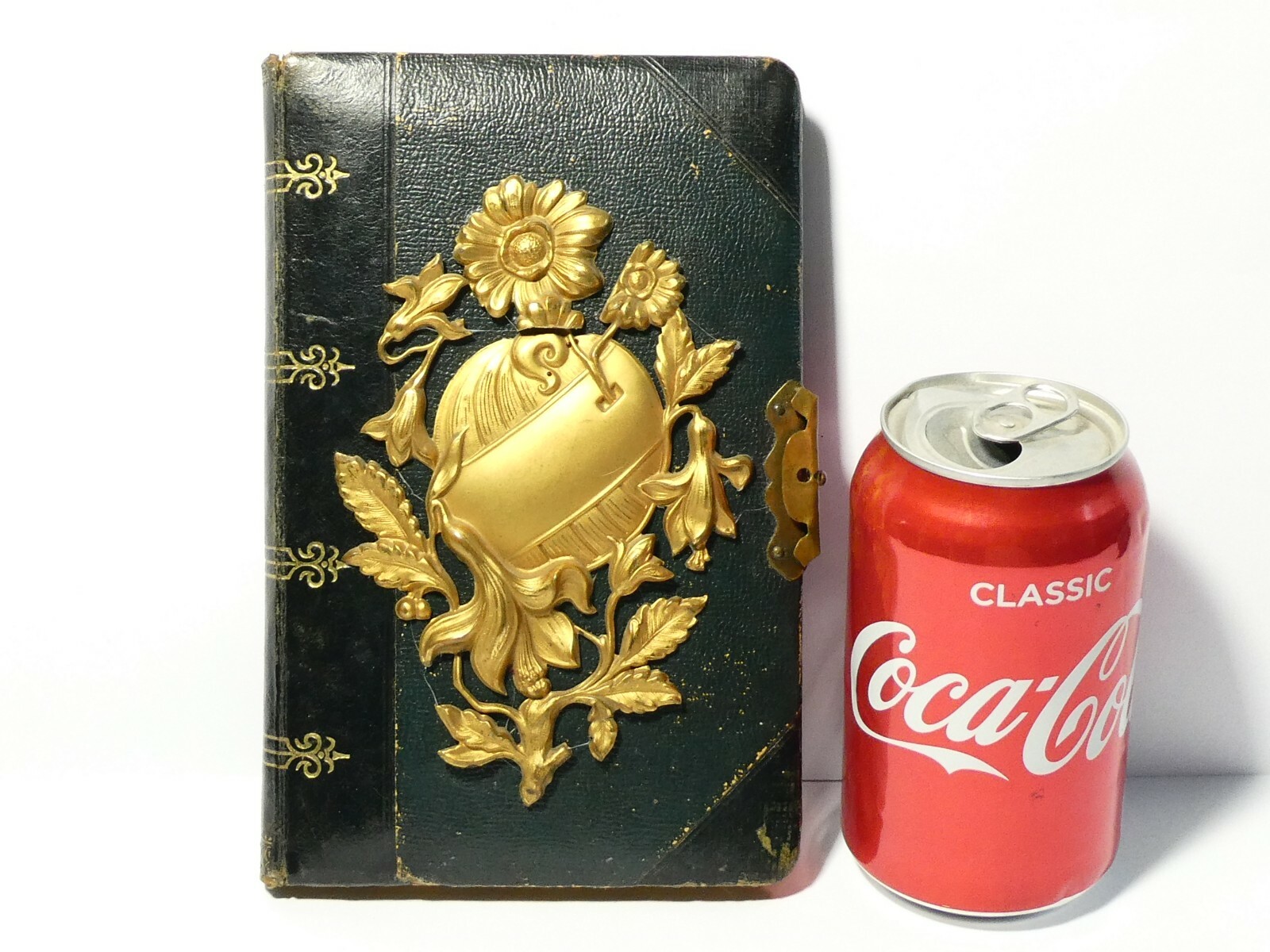 c1895 German Journal Manuscript Poems Signatures Book Brass Mounted & Clasp